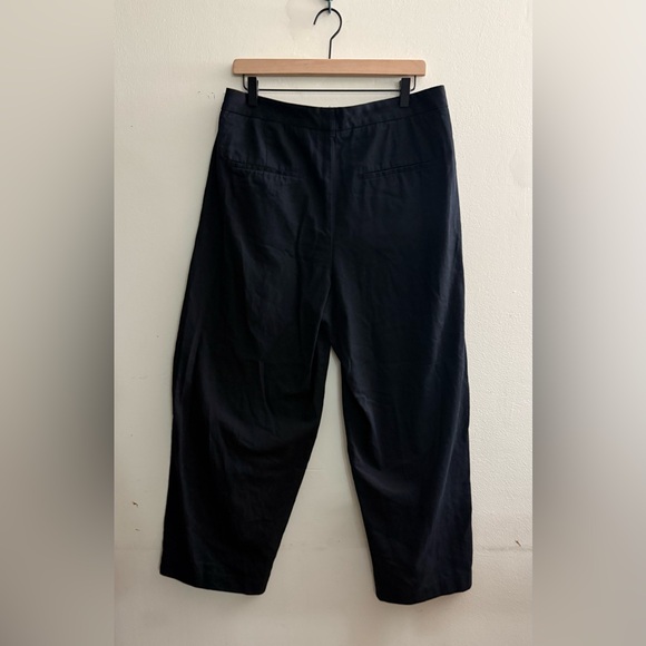 Banana Republic Explorer Nouve Wide Leg Pleated Pants Black 12 Cotton - Picture 8 of 10